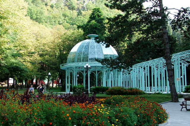 Borjomi Central Park with a spring of mineral water
